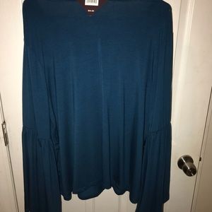 Teal Shirt w/ Peplum Sleeves NWT